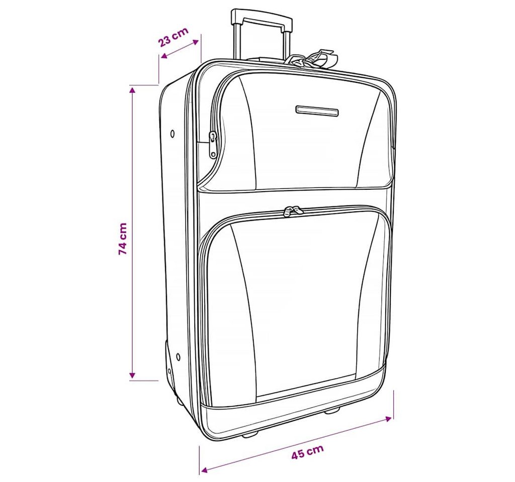 furnicato Koffer Trolley-Set 5-teilig S-M-L Schwarz, Stapelbares Koffer-Set mit Teleskopgriff, Kulturbeutel und Reisetasche Bild 3