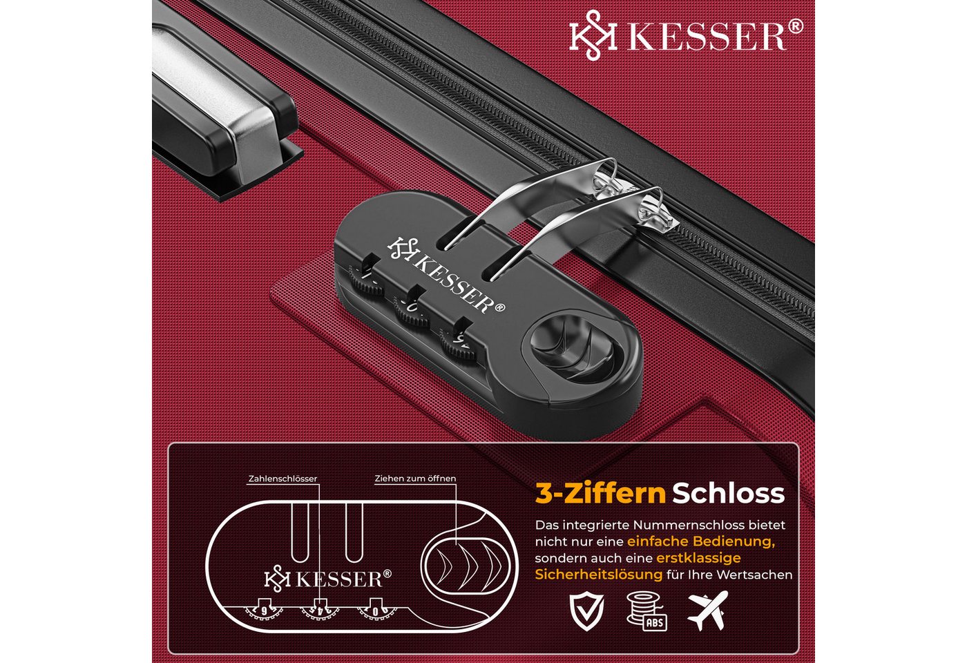 KESSER Kofferset, 4 Rollen, 4tlg. Hartschalenkofferset Hartschalenkoffer Reisekoffer Set Bild 5