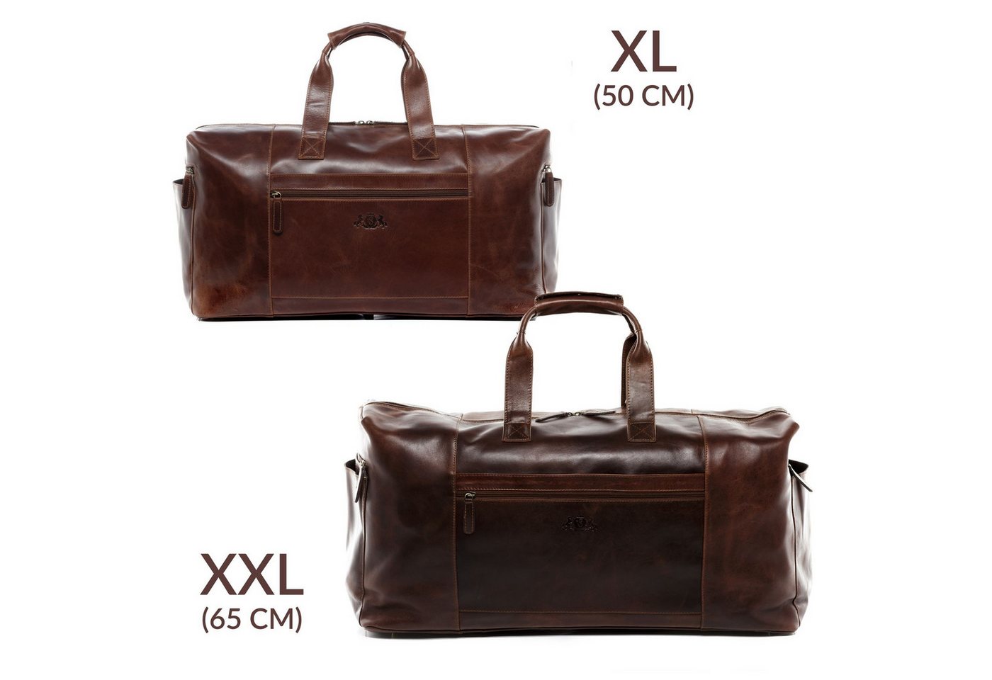 SID & VAIN Reisetasche Leder Weekender Unisex BRISTOL, Echtleder Reisegepäck für Damen & Herren, Sporttasche XL braun-cognac Bild 2
