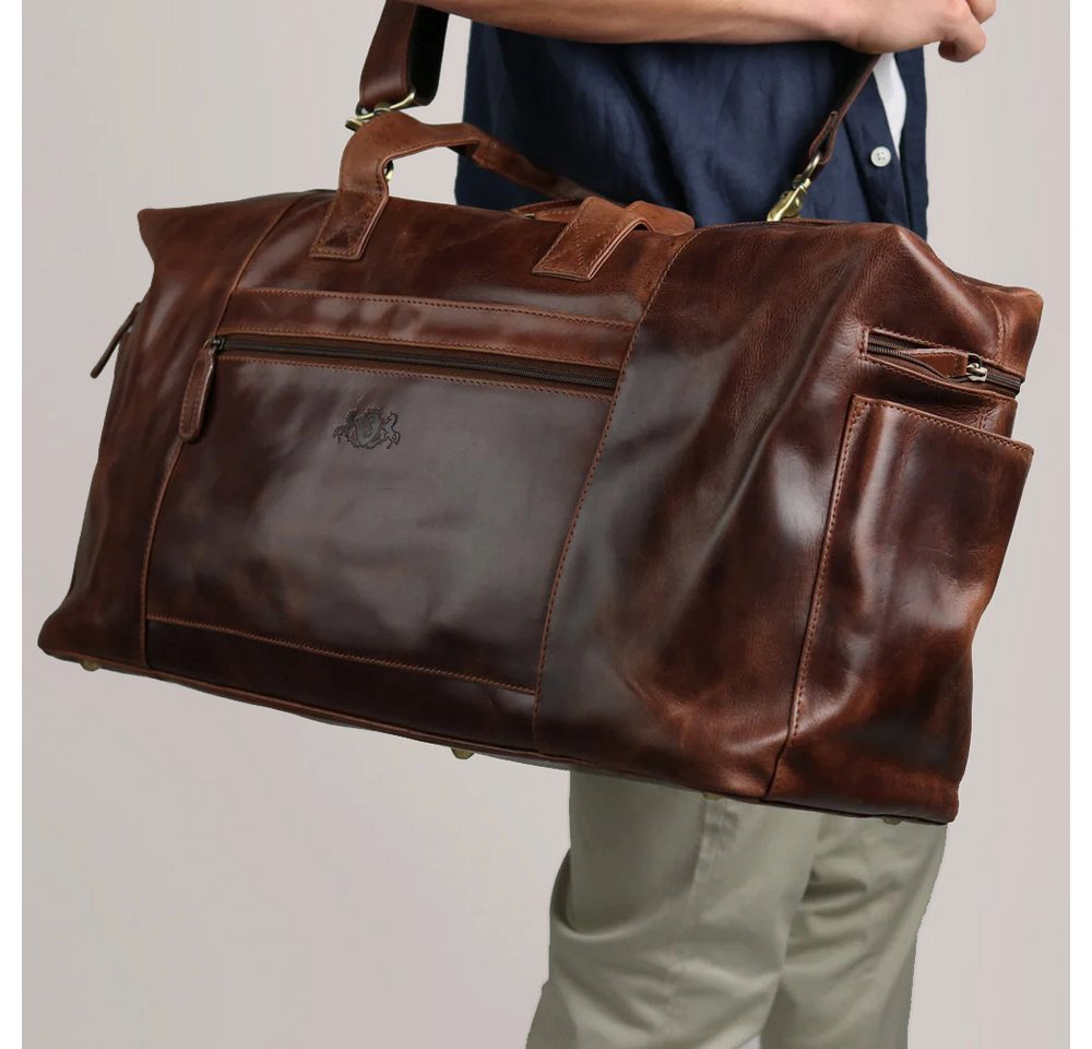 SID & VAIN Reisetasche Leder Weekender Unisex BRISTOL, Echtleder Reisegepäck für Damen & Herren, Sporttasche XL braun-cognac Bild 3