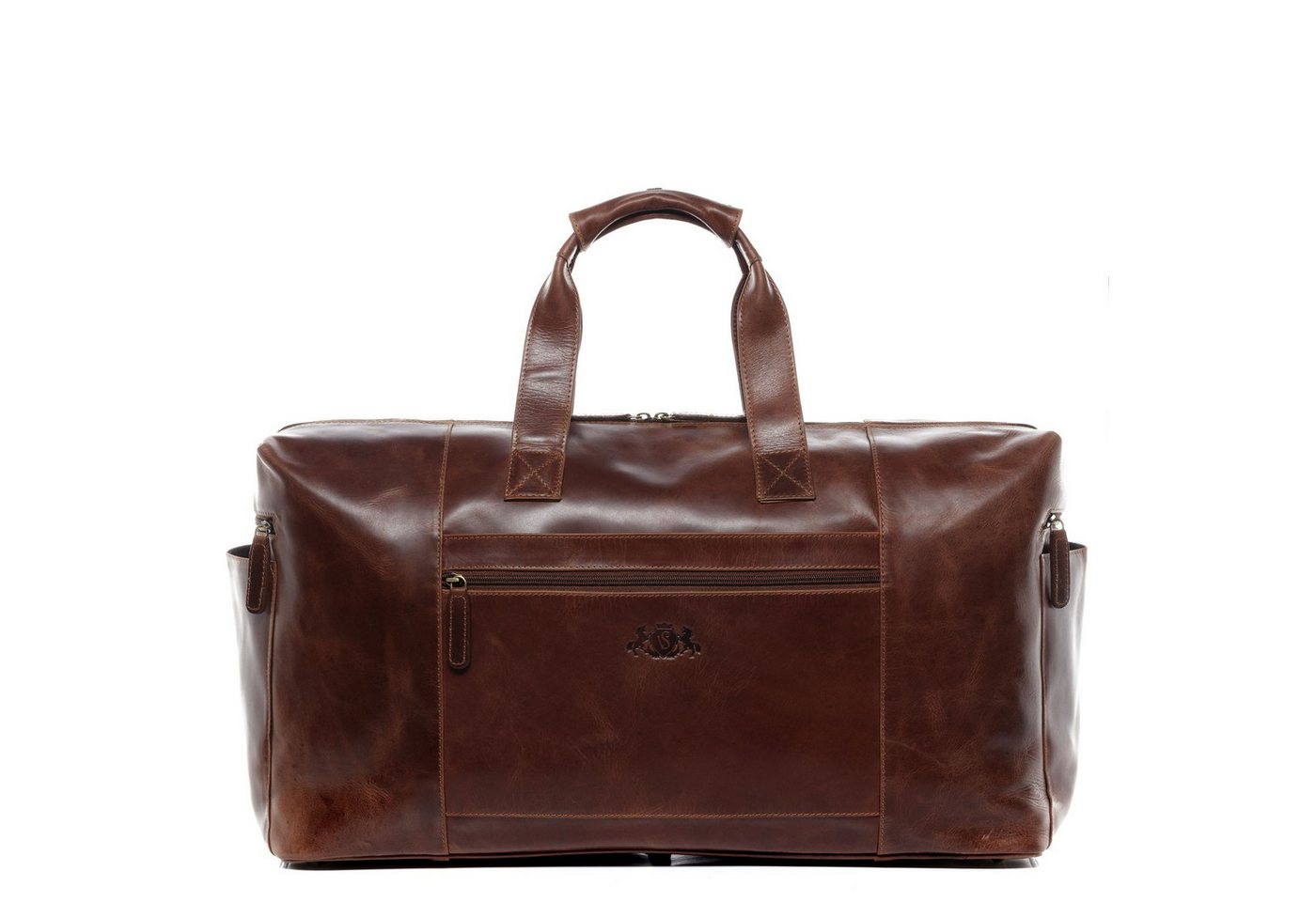 SID & VAIN Reisetasche Leder Weekender Unisex BRISTOL, Echtleder Reisegepäck für Damen & Herren, Sporttasche XL braun-cognac Bild 4
