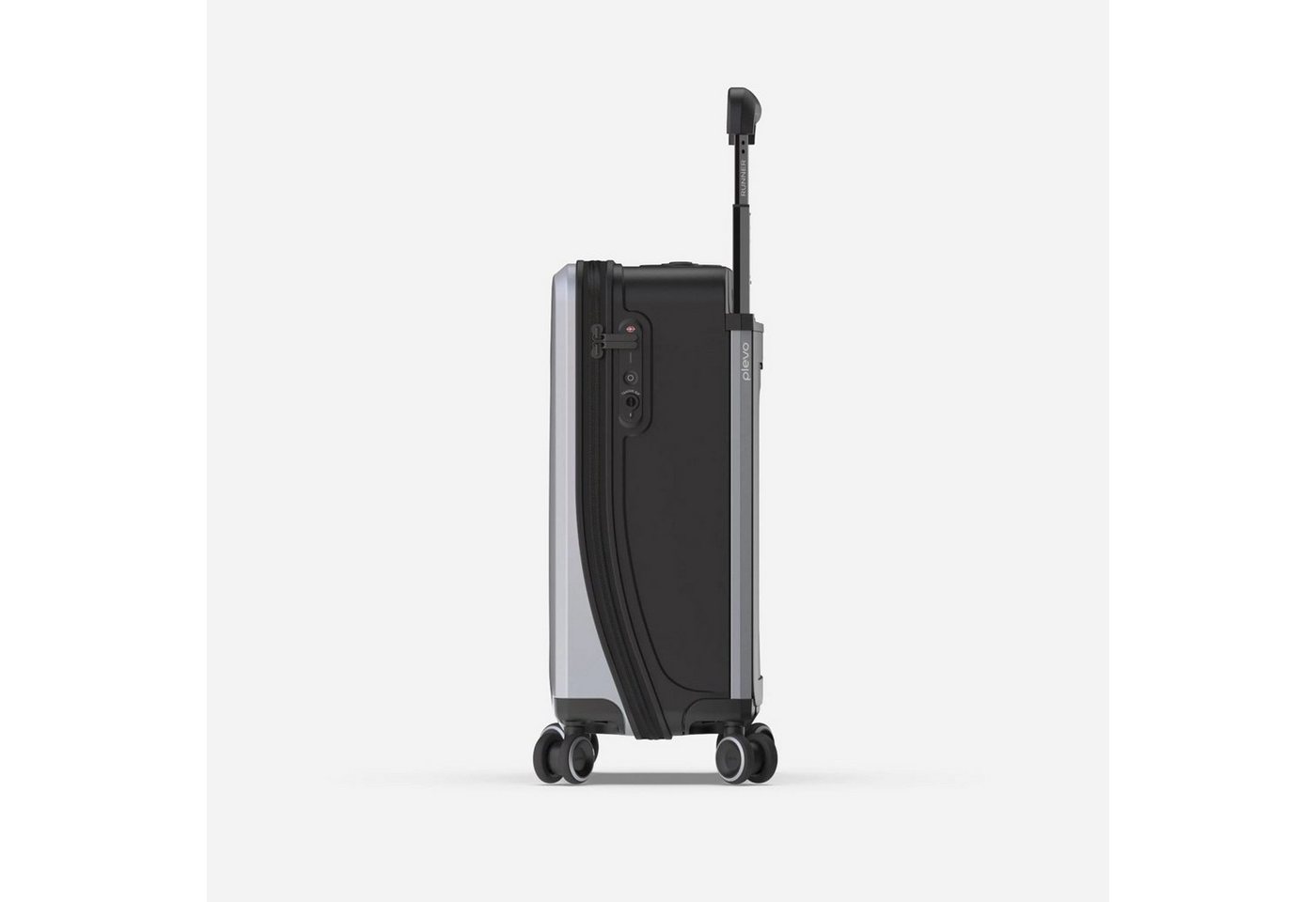 plevo Handgepäckkoffer Plevo Runner Handgepäck Koffer Trolley Reisekoffer Rollkoffer, 4 Rollen, 4 Rollen Silber 35 l mit Powerbank Bild 2