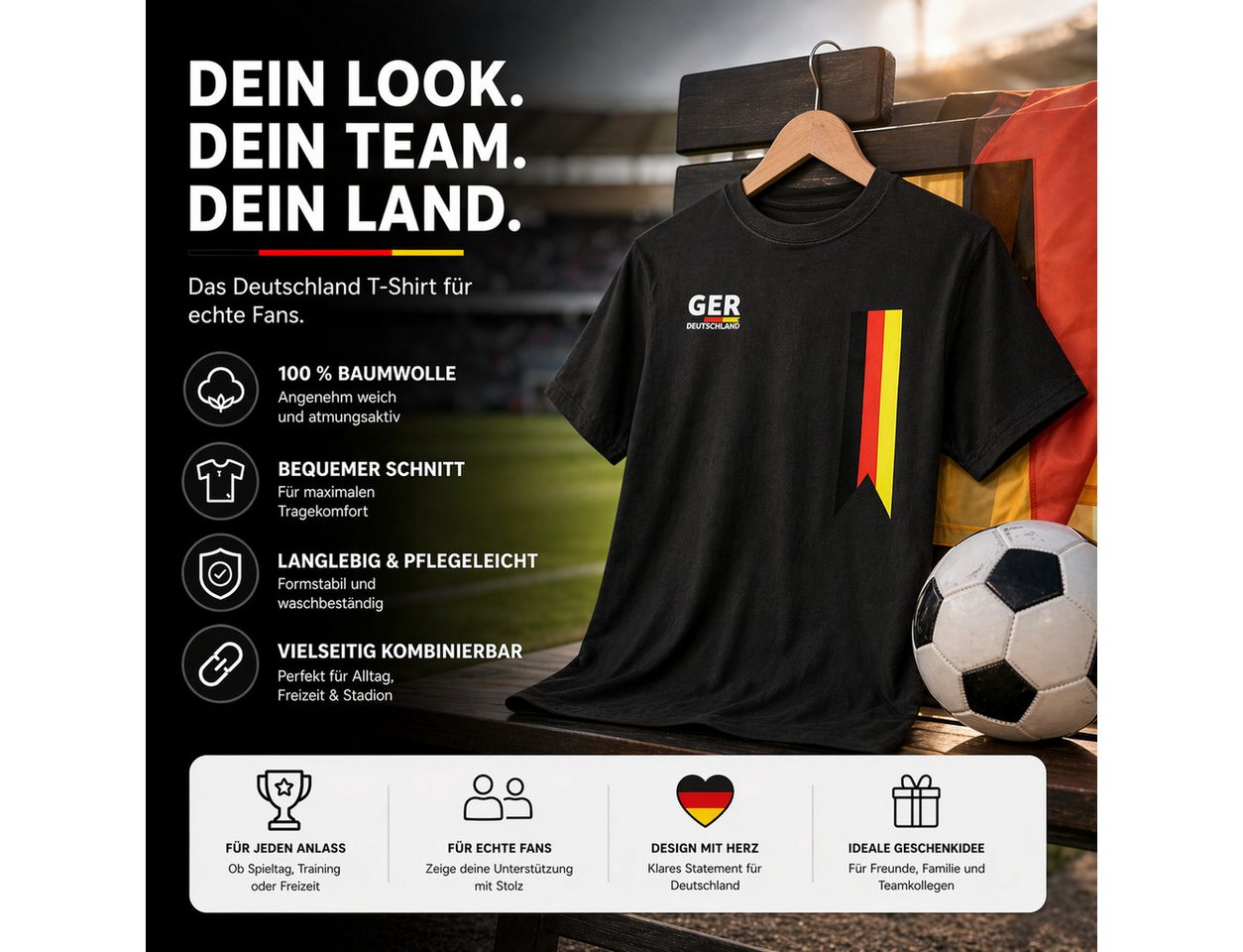 TK Gruppe Fußballtrikot Deutschland WM 2026 T-Shirt - Fußball Weltmeisterschaft Trikot (Packung) Bild 4