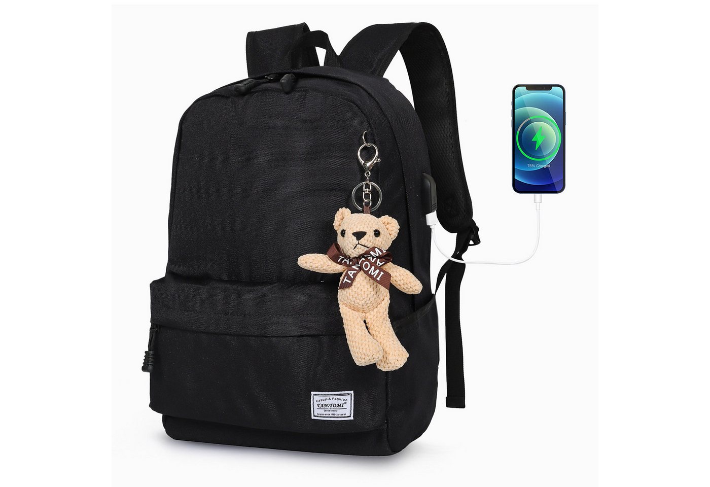 TAN.TOMI Schulrucksack Schulrucksäcke Schule Mädchen Laptop-Rucksack Laptop Fach (Sportrucksack Mit USB-Anschluss Anti-Diebstahl), Rucksäcke Schulrucksack Reiserucksack Arbeitsrucksack