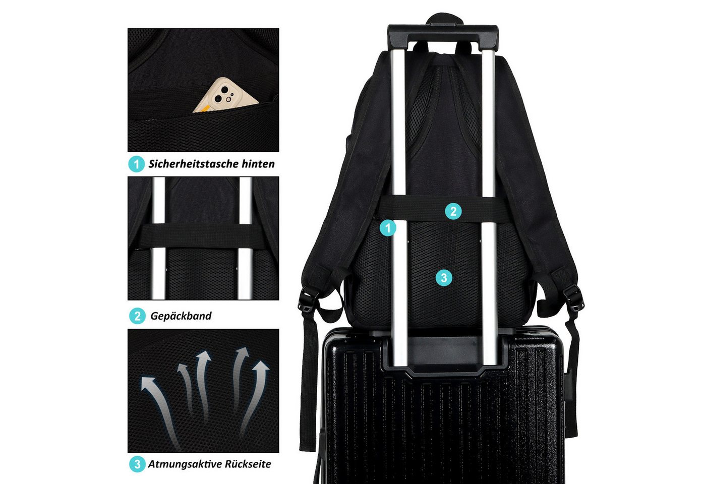 TAN.TOMI Schulrucksack Schulrucksäcke Schule Mädchen Laptop-Rucksack Laptop Fach (Sportrucksack Mit USB-Anschluss Anti-Diebstahl), Rucksäcke Schulrucksack Reiserucksack Arbeitsrucksack Bild 2
