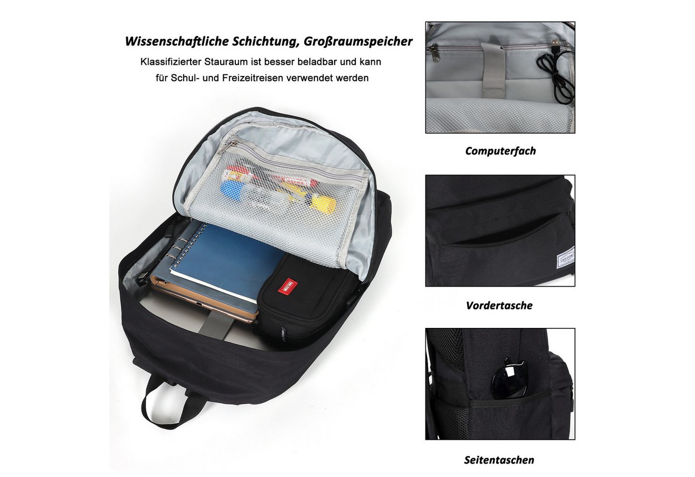 TAN.TOMI Schulrucksack Schulrucksäcke Schule Mädchen Laptop-Rucksack Laptop Fach (Sportrucksack Mit USB-Anschluss Anti-Diebstahl), Rucksäcke Schulrucksack Reiserucksack Arbeitsrucksack Bild 4