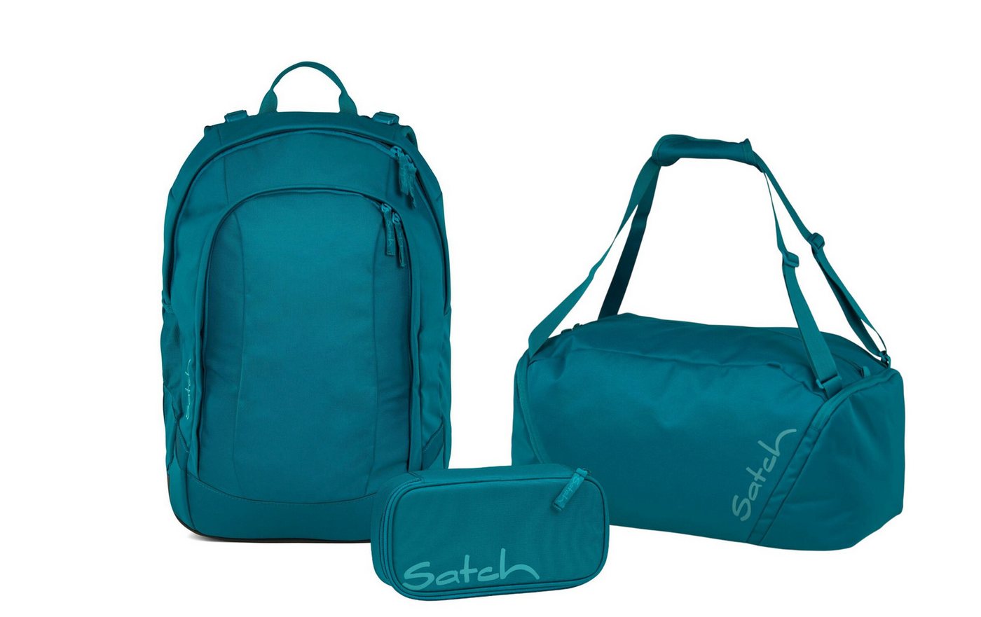Satch Schulranzen Schulrucksack-Set AIR Deep Petrol 3-teilig (3-teilig), Schulranzen, ergonomisch, Laptop-Fach, Your-Size-System Bild 2