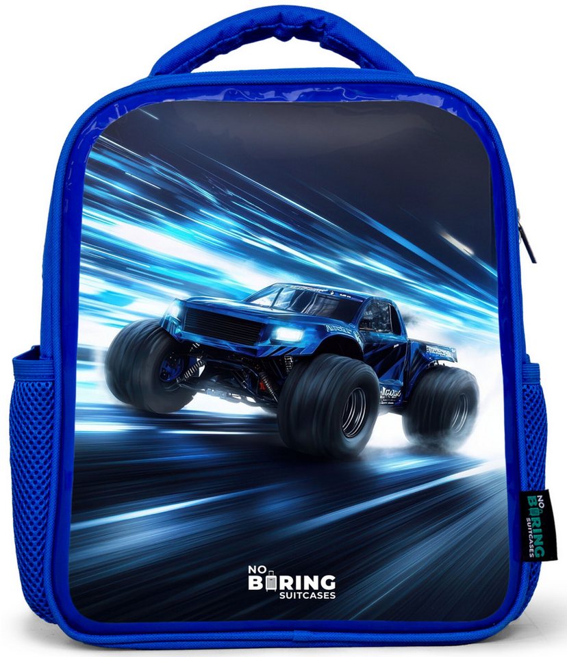 NoBoringSuitcases.com© Rucksack Blau - Monstertruck rast durch die Lichtgeschwindigkeit, Kinderrucksack, Schulrucksack, Freizeitrucksack, Jungen, Kindergarten Bild 4
