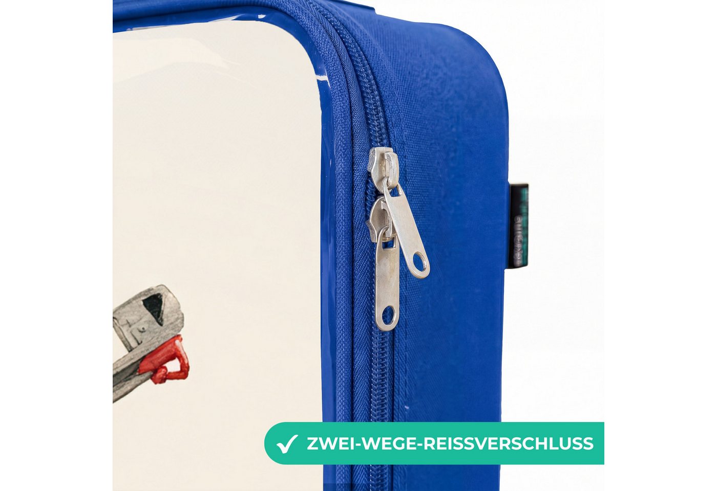 NoBoringSuitcases.com© Kinderkoffer Blau - mit leuchtende Räder - Feuerwehrauto - Signiert - Rot, 2 Rollen, Handgepäck Koffer, Trolley Kinder, Reisekoffer Jungen Bild 5