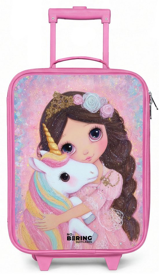 NoBoringSuitcases.com© Kinderkoffer Rosa - mit leuchtende Räder - Mädchen - Einhorn - Glitzer, 2 Rollen, Handgepäck-Koffer, Kinderkoffer, Reisekoffer Mädchen Bild 5