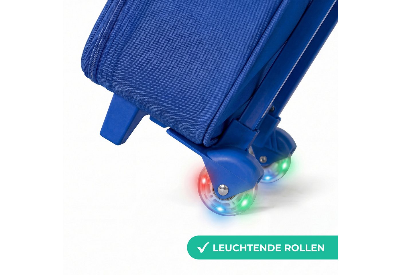 NoBoringSuitcases.com© Kinderkoffer Blau - mit leuchtende Räder - Bagger - Signiert - Orange, 2 Rollen, Handgepäck Koffer, Trolley Kinder, Reisekoffer Jungen