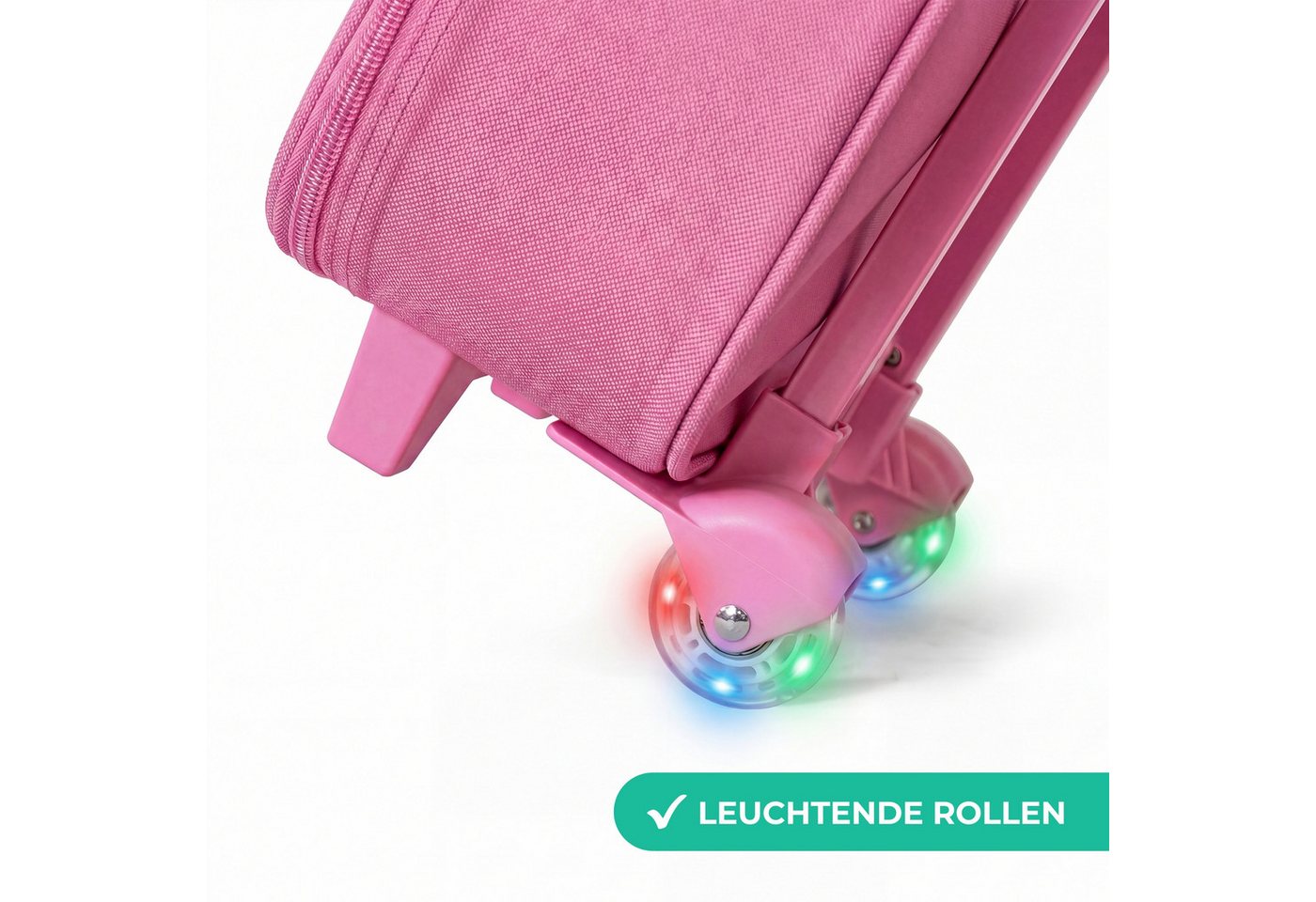 NoBoringSuitcases.com© Kinderkoffer Rosa - mit leuchtende Räder - Einhorn - Rosa - Blumen, 2 Rollen, Handgepäck-Koffer, Kinderkoffer, Reisekoffer Mädchen Bild 5