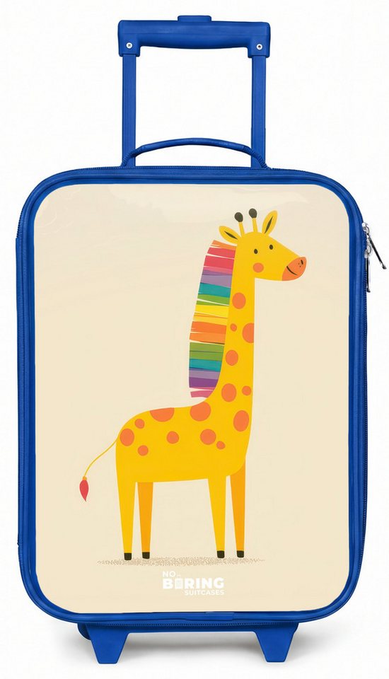 NoBoringSuitcases.com© Kinderkoffer Blau - mit leuchtende Räder - Giraffe - Tier - Farbenfroh, 2 Rollen, Handgepäck Koffer, Trolley Kinder, Reisekoffer Jungen Bild 2