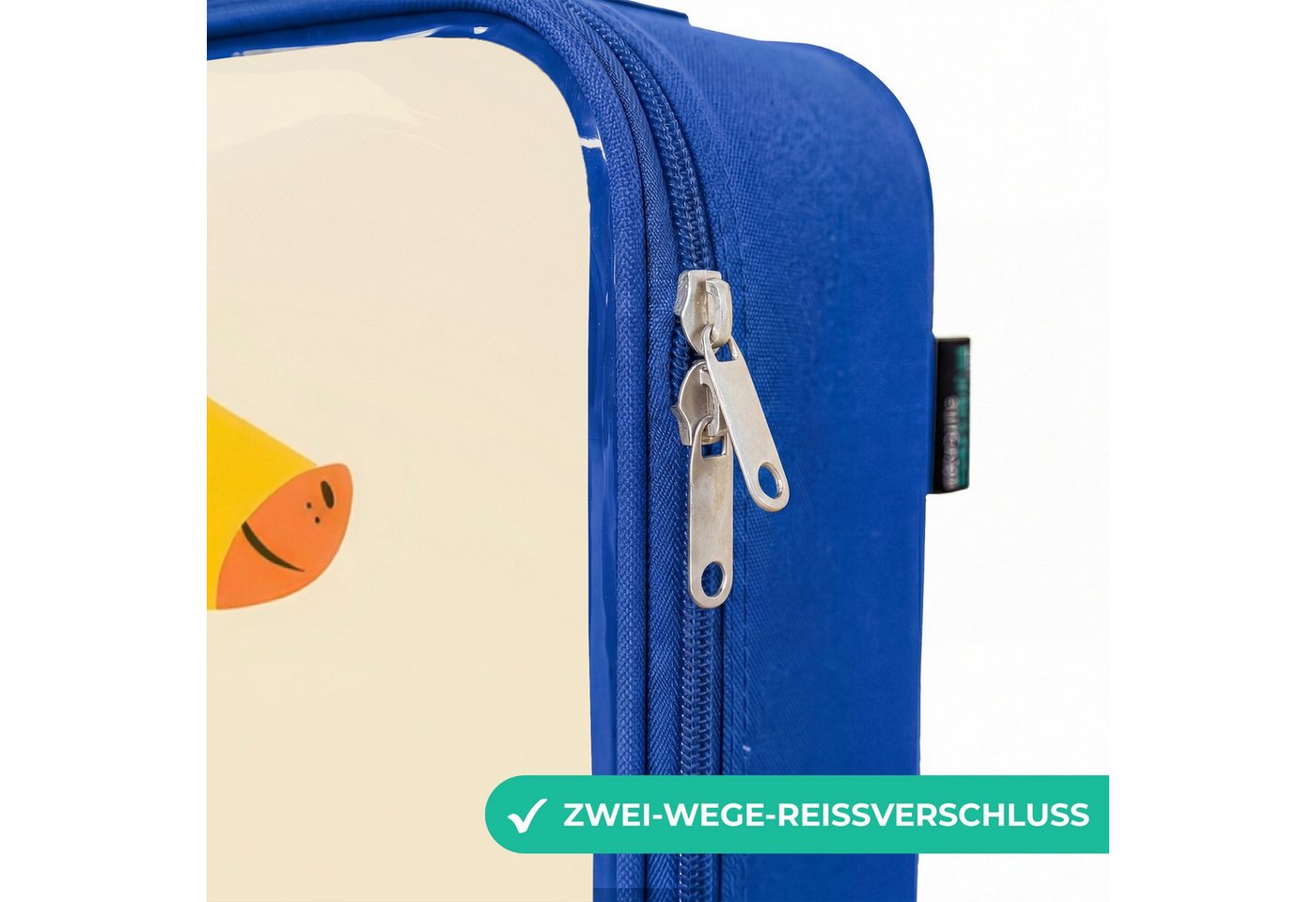 NoBoringSuitcases.com© Kinderkoffer Blau - mit leuchtende Räder - Giraffe - Tier - Farbenfroh, 2 Rollen, Handgepäck Koffer, Trolley Kinder, Reisekoffer Jungen Bild 3