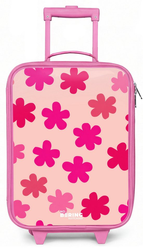NoBoringSuitcases.com© Kinderkoffer Rosa - mit leuchtende Räder - Rosa Blumen, 2 Rollen, Handgepäck-Koffer, Kinderkoffer, Reisekoffer Mädchen Bild 4