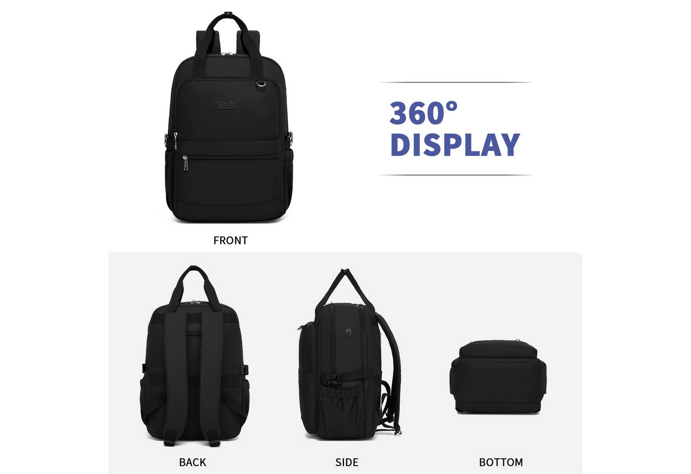 KONO Rucksack für Damen – Wasserdichter 2-in-1-Laptoprucksack, 15,6 Zoll Bild 4