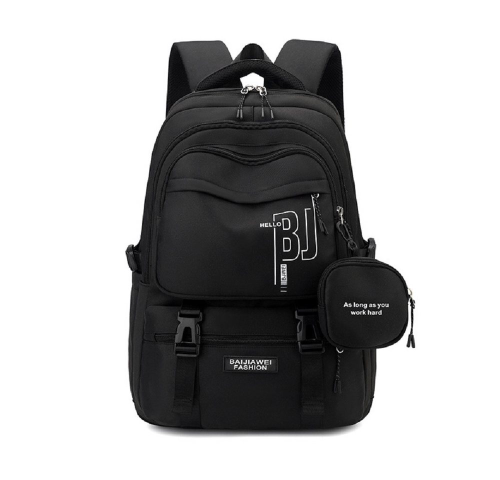 LIANNA Schulrucksack Schwarzer wasserdichter Schulrucksack mit Geldbörse (Set, 1-tlg., Schwarzer wasserdichter Schulrucksack mit Geldbörse) Bild 3