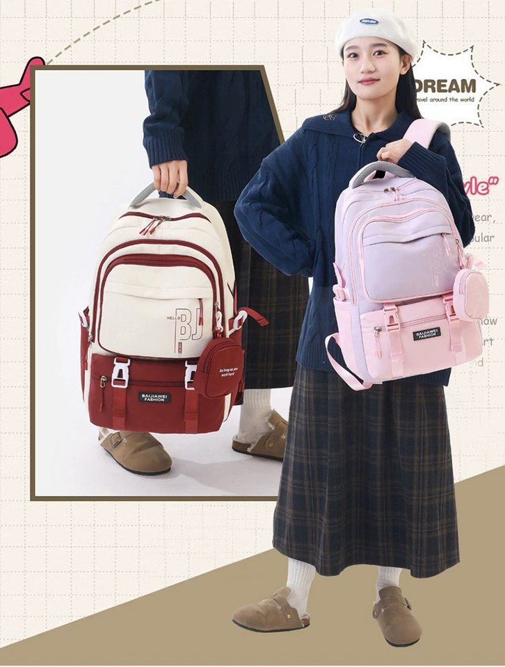 LIANNA Schulrucksack Blauer wasserdichter Schulrucksack mit Geldbörse (Set, 1-tlg., Blauer wasserdichter Schulrucksack mit Geldbörse)