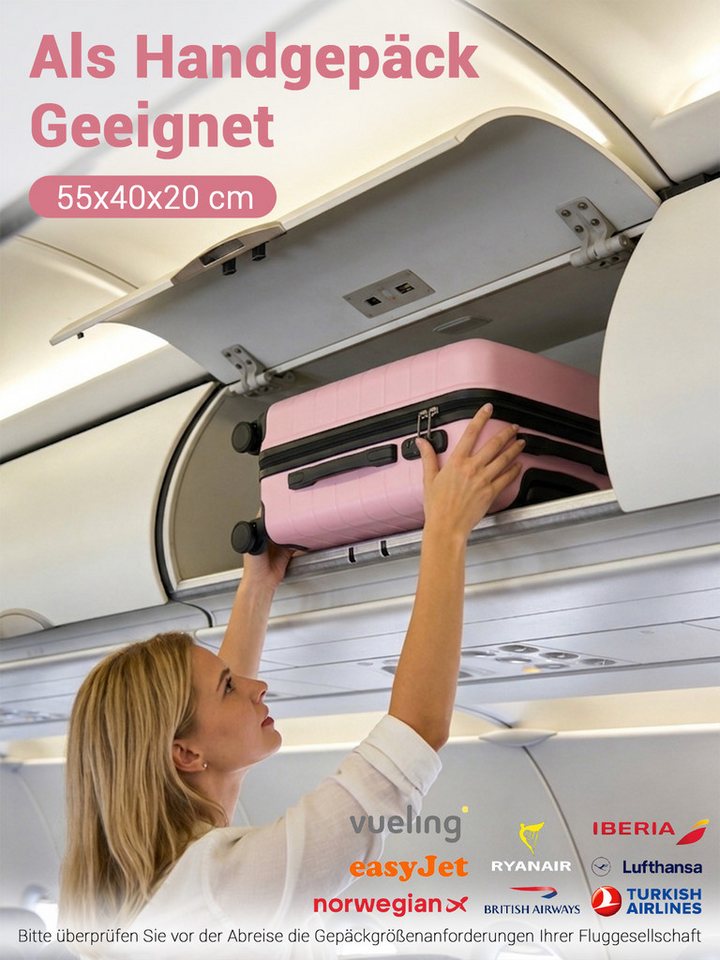 KONO Handgepäckkoffer, leichter ABS-Hartschalenkoffer mit 360° geräuscharmen Rollen Bild 2