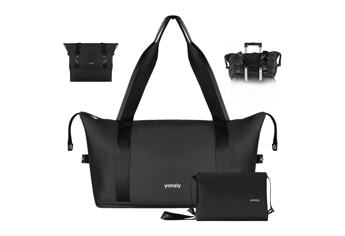 YONSLY Reisetasche Leichte Weekender-Reisetasche mit Kulturbeutel für (Spar-Set, Reisetasche + Kulturbeutel), Erweiterbar, mit Trolleygurt, Nylon-Gewebe, waschbar und leicht Bild 4