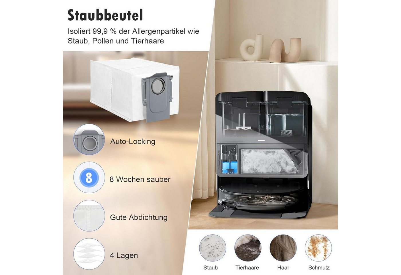 FELIXLEO Staubsaugerzubehörtasche Zubehör für Roborock Saros 10R 20 Qrevo Curv Pro (1-tlg) Bild 3