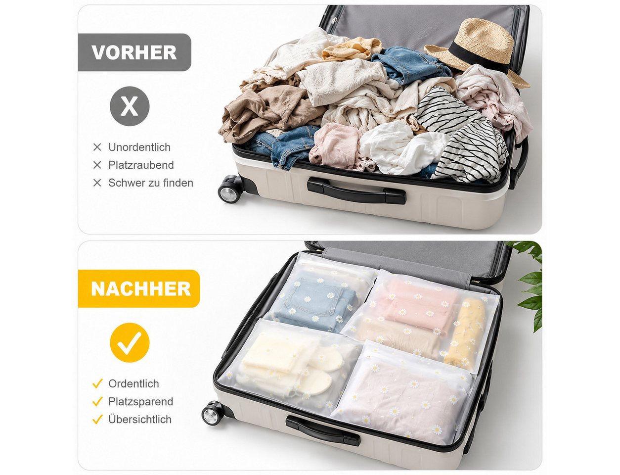 ALARA HOME Kofferorganizer 20 Stück Reise Kleidertaschen Organizer Zip Beutel Wasserdicht Bild 2