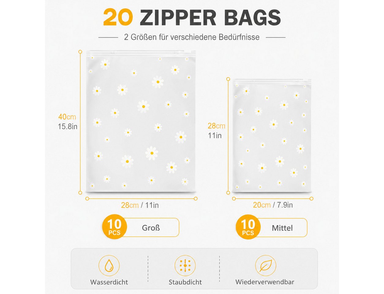 ALARA HOME Kofferorganizer 20 Stück Reise Kleidertaschen Organizer Zip Beutel Wasserdicht Bild 3