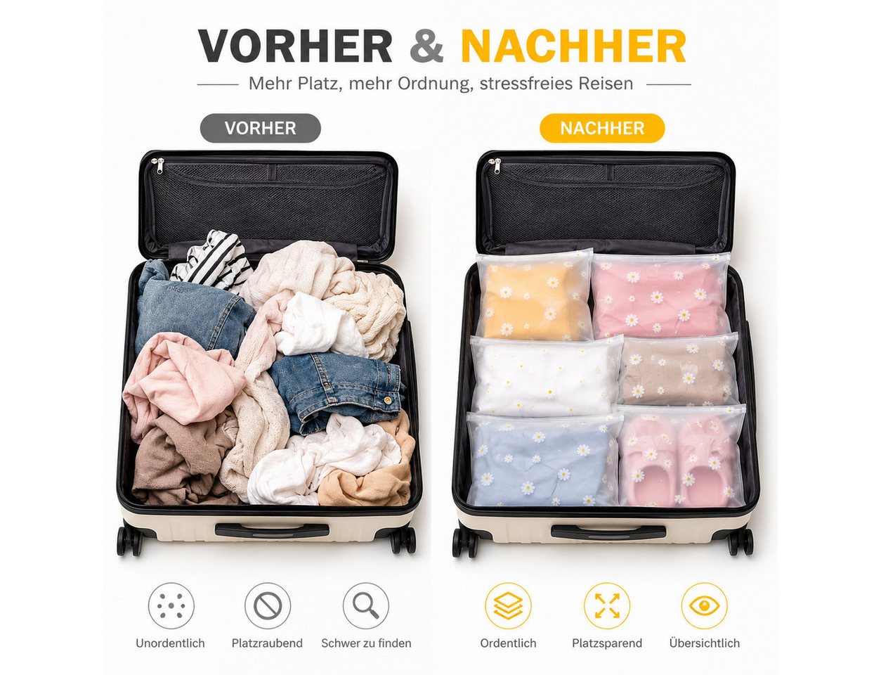 ALARA HOME Kofferorganizer 20 Stück Reise Kleidertaschen Organizer Zip Beutel Wasserdicht Bild 4