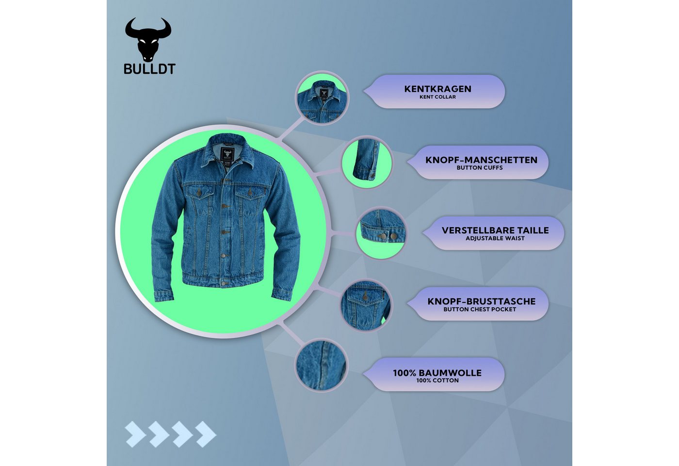 BULLDT Motorradjacke BLD312J Denim BULLDT Motorradjacke Jeansjacke biker Trucker Jacke Bild 5