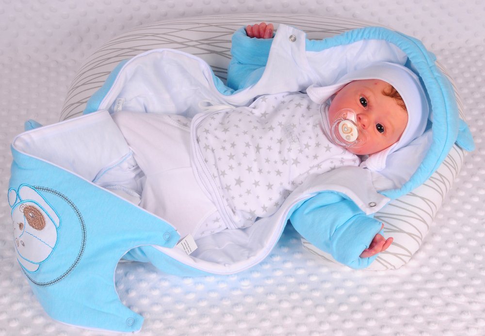 La Bortini Schneeoverall Wagenanzug Babyanzug Baby Overall Übergangsoverall in Türkis mit Hund weich, mit Reißverchluss 44 50 56 62 68 74 Bild 3