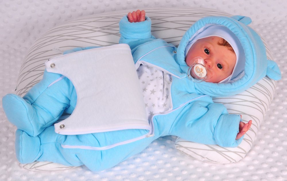 La Bortini Schneeoverall Wagenanzug Babyanzug Baby Overall Übergangsoverall in Türkis mit Hund weich, mit Reißverchluss 44 50 56 62 68 74 Bild 4