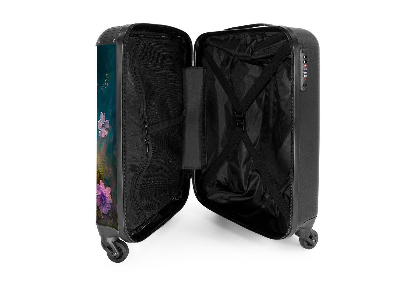 NoBoringSuitcases.com© Kinderkoffer Welpe - Blumenkranz - Schmetterling - Hund - Golden Retriever 55x35x20, 4 Rollen, Reisetasche mit Rollen, Koffer Handgepäck Flugzeug Bild 5