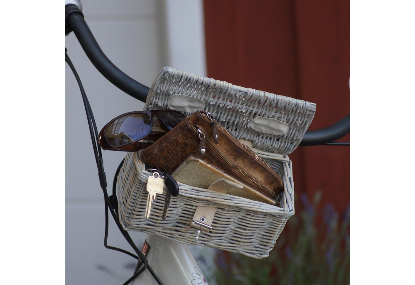 UNUS GARDEN Fahrradkorb Weidekorb Fahrradkorb KLEIN für vorne (11x22x13 cm (HxBxT), für Handy, Portemonnaie oder Sonnenbrille