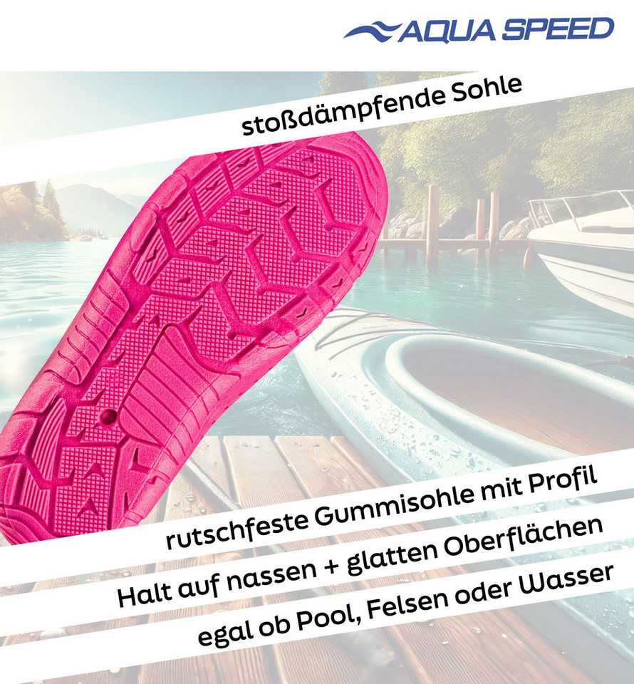 Aqua Speed Kinder Schwimmschuhe Gr. 25 – weich & praktisch für den Sommer Wasserschuh (Für Boot & Fels geeignet – rutschhemmende Sohle) Sicherer Einstieg – Auch bei glatten Böden kein Abrutschen Bild 5