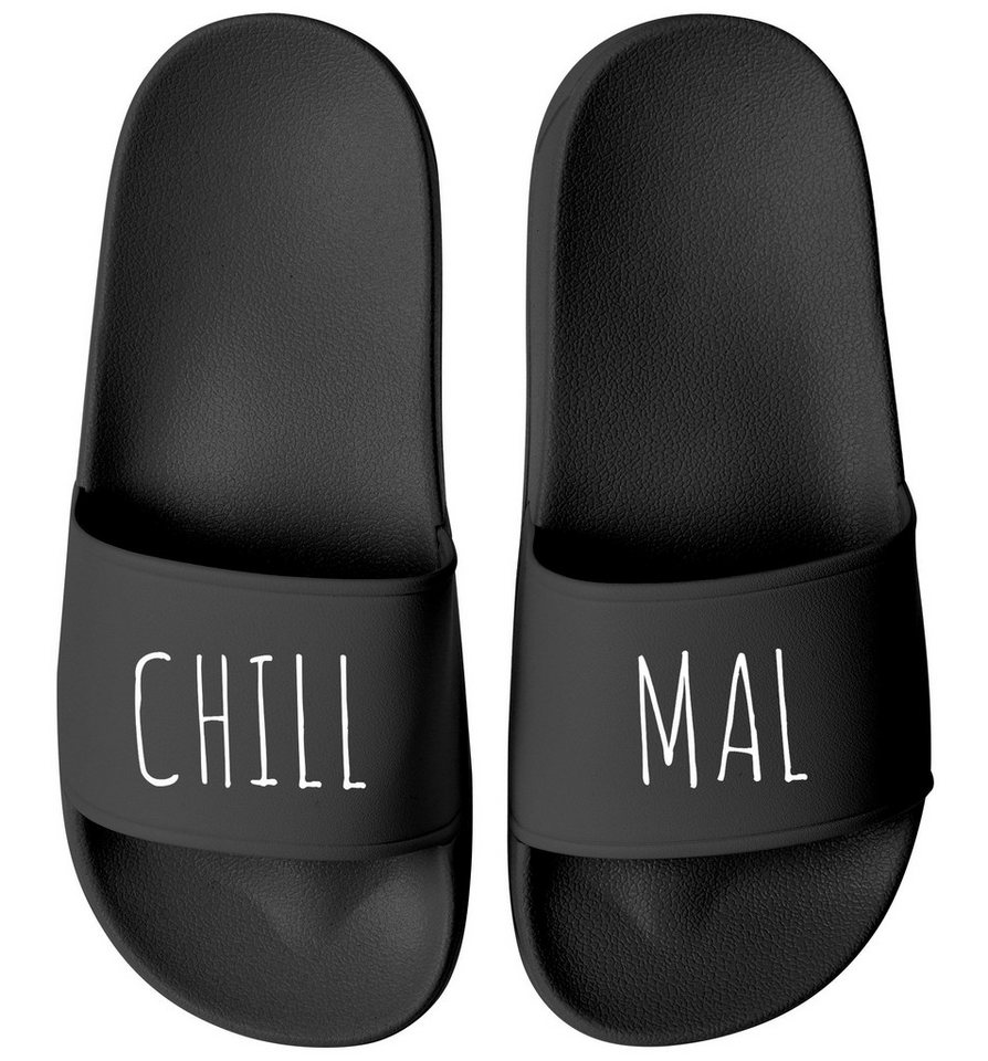 MoonWorks Badeschlappen mit Spruch Lustig Chill Mal Badelatschen Relax Unisex Badesandale Bild 5