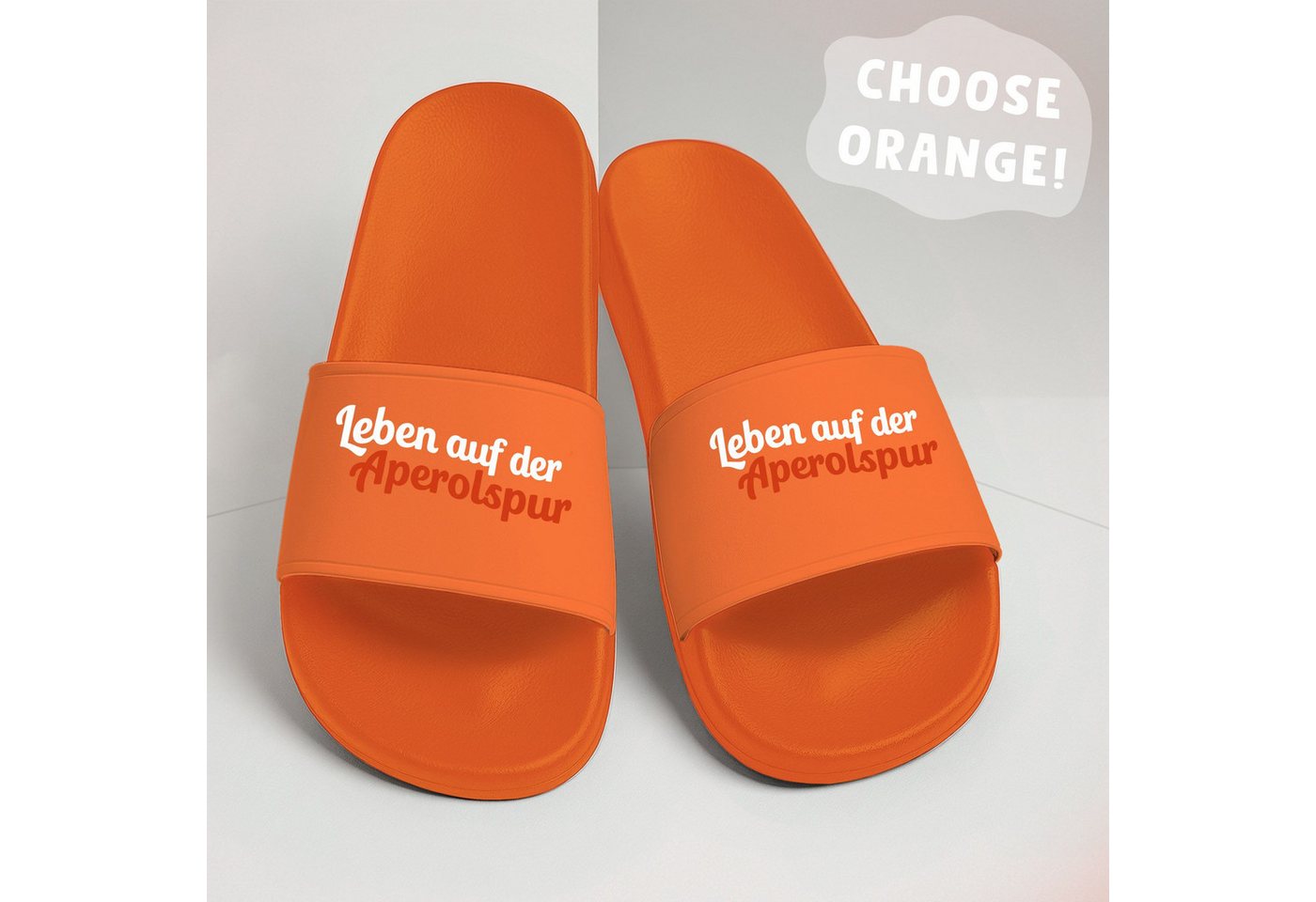 MoonWorks Badeschlappen mit Spruch Lustig Leben auf der Aperolspur Badelatschen Badesandale Bild 2