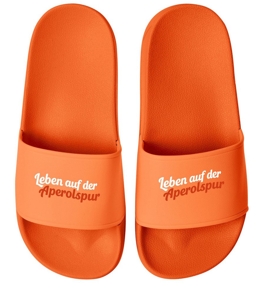 MoonWorks Badeschlappen mit Spruch Lustig Leben auf der Aperolspur Badelatschen Badesandale Bild 3