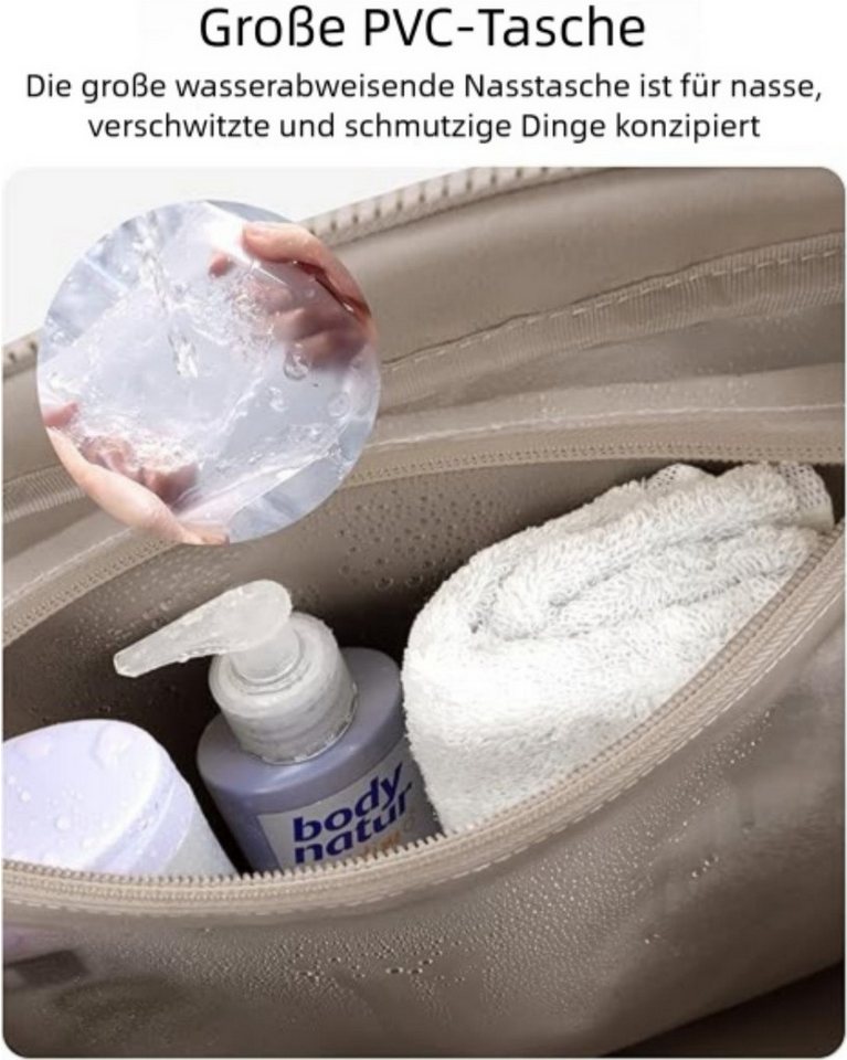 VEKROBOT Reisetasche Damen Sporttasche Mit Nassfach & wasserdicht. Leichtes Weekend Bag (Set, 1-tlg., Leichte Reisetasche), Damen Multifunktions Sporttasche Bild 2