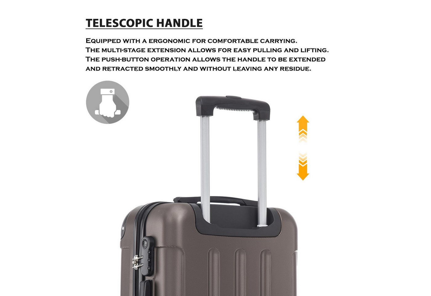 YONSLY Kofferset Reisekoffer Trolley Rollkoffer Handgepäck Hartschalenkoffer Größen-Set, 4 Rollen, (4er Set, 4 tlg., Größen S, M, L & XL), ABS und Aluminium, Zahlenschloss, Gummigriff, leicht und robust