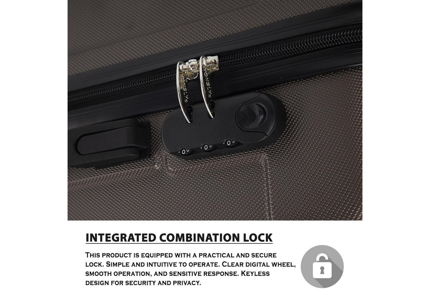 YONSLY Kofferset Reisekoffer Trolley Rollkoffer Handgepäck Hartschalenkoffer Größen-Set, 4 Rollen, (4er Set, 4 tlg., Größen S, M, L & XL), ABS und Aluminium, Zahlenschloss, Gummigriff, leicht und robust Bild 4