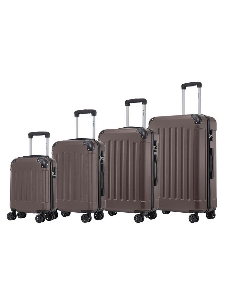 YONSLY Kofferset Reisekoffer Trolley Rollkoffer Handgepäck Hartschalenkoffer Größen-Set, 4 Rollen, (4er Set, 4 tlg., Größen S, M, L & XL), ABS und Aluminium, Zahlenschloss, Gummigriff, leicht und robust Bild 5