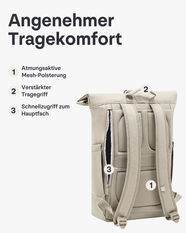 Johnny Urban Cityrucksack Luca Medium Rolltop Rucksack (1-tlg), Gepolstertes Laptopfach, Wasserabweisend Bild 5