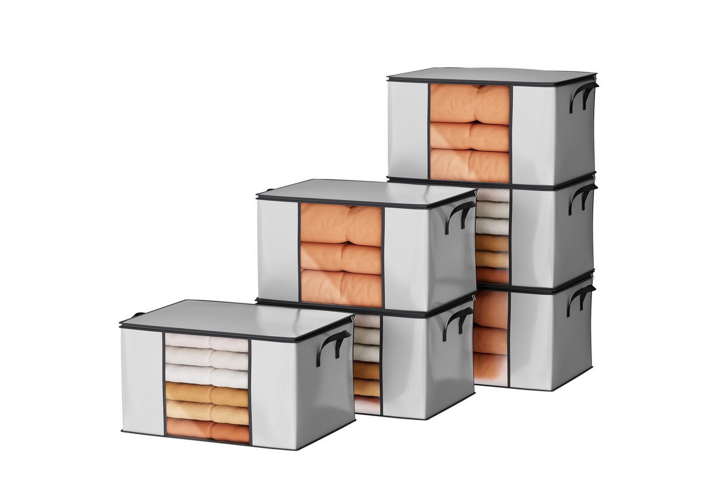 Oak&Tea Aufbewahrungstasche Aufbewahrungstasche mit Deckel Aufbewahrungsboxen für bettdecken (6-tlg), 90L Kleiderboxen für Kleiderschrank Organizer Bild 2
