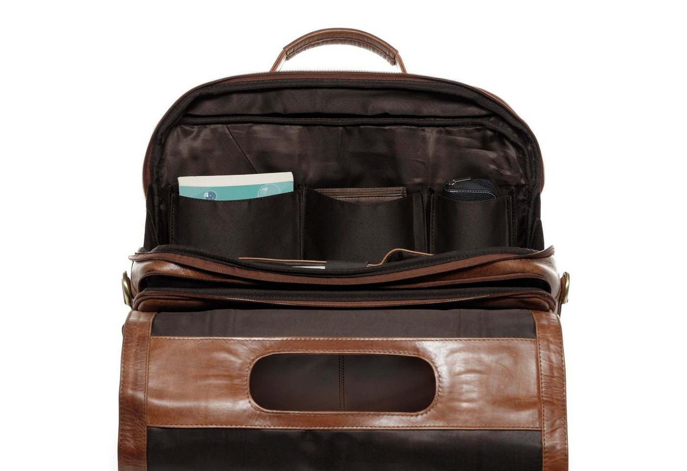 SID & VAIN Messenger Bag echt Leder Aktentasche 15 Zoll Laptop Fach braun, Laptoptasche 15,4 Zoll Echtleder, Businesstasche Herren braun Bild 5