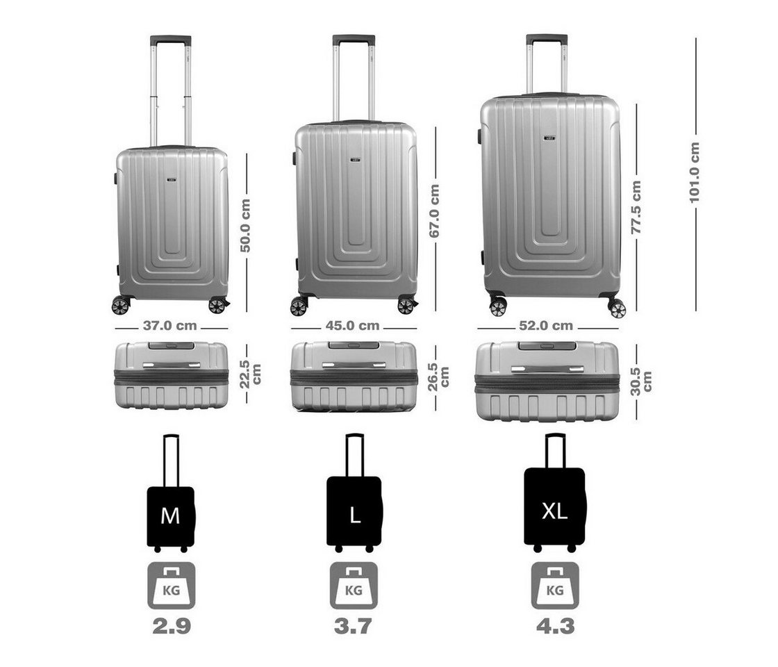 Valis Hartschalen-Trolley Hartschalen-Trolley Reisekoffer ABS Hartschalenkoffer, ABS-Hartschale & voll gefütterter Innenraum & 4 Doppelrollen Bild 3