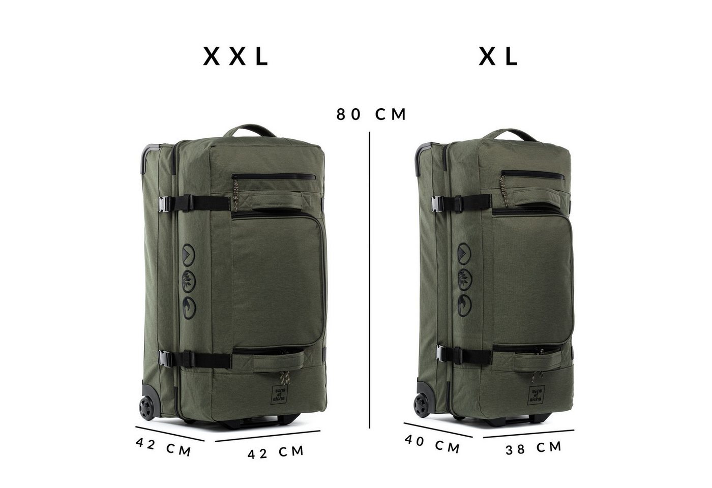SONS OF ALOHA Koffer Reisetasche mit Rollen groß Duffle 80 cm XL 120L, großer Roll-Koffer mit Trolleyfunktion, aus Meeresplastik Bild 2