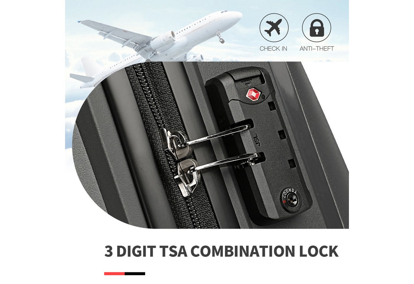 British Traveller Kofferset Reisekoffer-Set, 4-teiliges Hartschalen-Spinner-Set mit TSA-Schloss, (4 tlg)