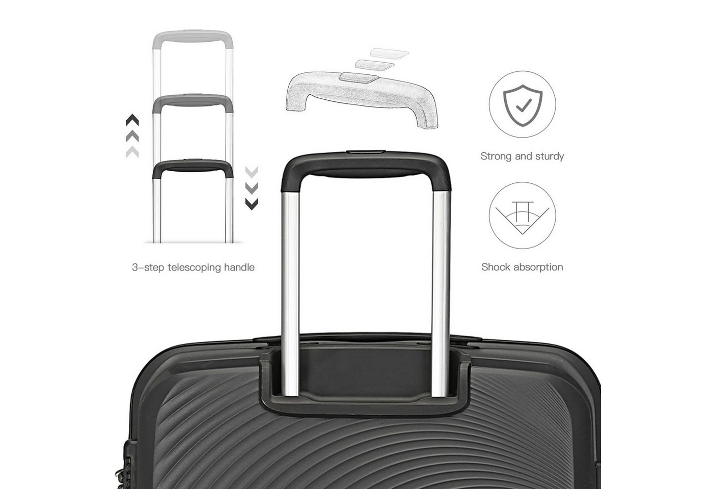 British Traveller Kofferset Reisekoffer-Set, 4-teiliges Hartschalen-Spinner-Set mit TSA-Schloss, (4 tlg) Bild 5