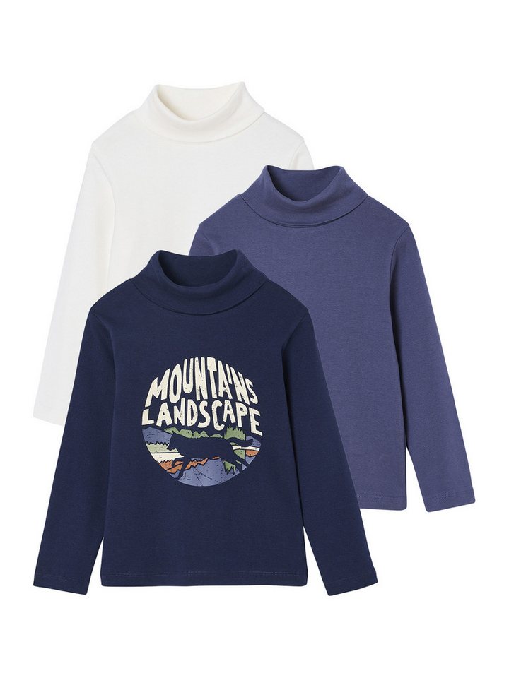vertbaudet Rollkragenshirt Jungen Rollkragenshirts 3er-Pack Bild 3
