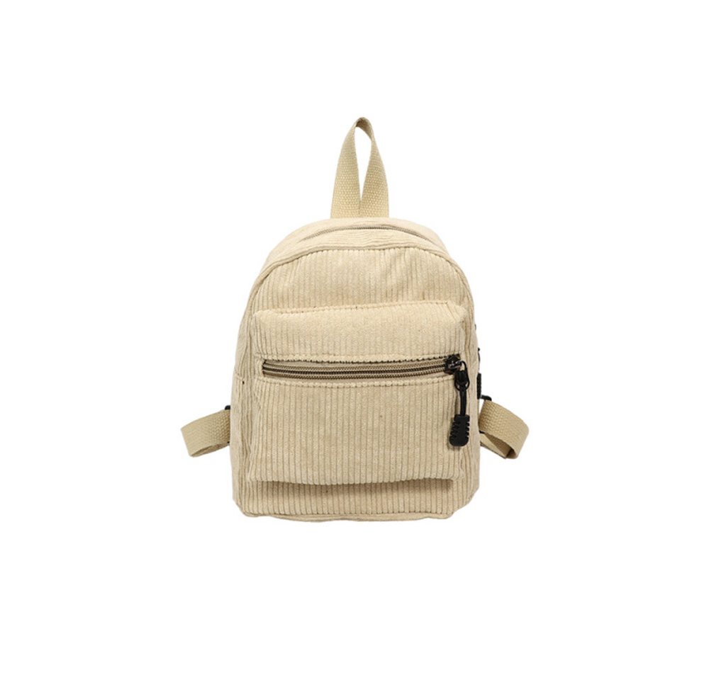 nsihing Rucksack Cord Rucksack Damen Klein, Süß Mini Rucksack Damen, Leicht, mit 2 Reißverschlusstaschen, Verstellbarem Gurt für Reisen Bild 3